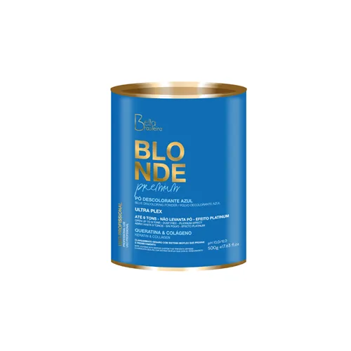 Pó Descolorante Blond Premium Plex Azul 500g - Bella Brasileira