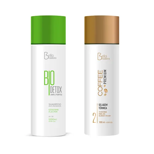 Shampoo Anti-Residuos 1L + Selagem Térmica Coffee 1L Bella