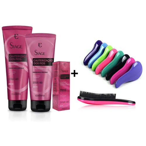 kit shampoo + Condicionador Eudora cauterização + sérum + Escova Magica