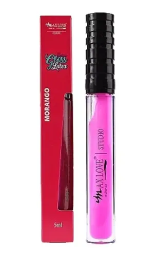 Batom Gloss Latex Brilhante Morango Cor 13 - Max Love