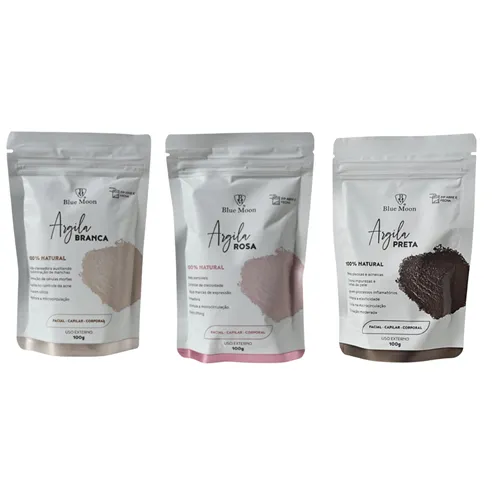 Kit 3 argilas Blue moon Preta/branca e Rosa