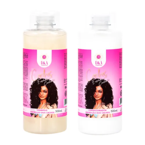 kit Shampoo + Condicionador Definição Cachos Enrolados E Cacheados Dka Cosméticos 500ml