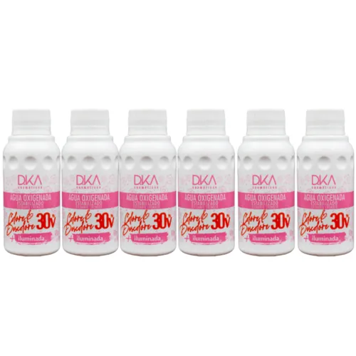 Kit 6 Aguas Oxigenadas Colore e Descolore Iluminada 30 Volumes DKA Cosméticos 90ml