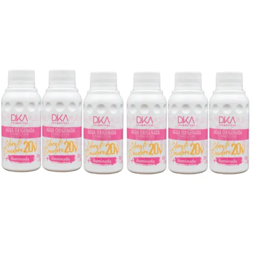 Kit 6 Aguas Oxigenadas Colore e Descolore Iluminada 20 Volumes DKA Cosméticos 90ml