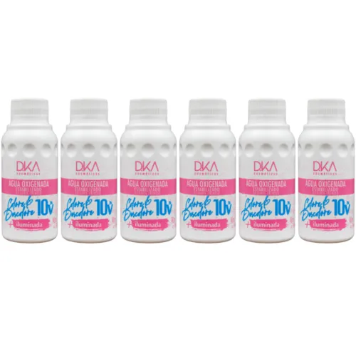 Kit 6 Aguas Oxigenadas Colore e Descolore Iluminada 10 Volumes DKA Cosméticos 90ml
